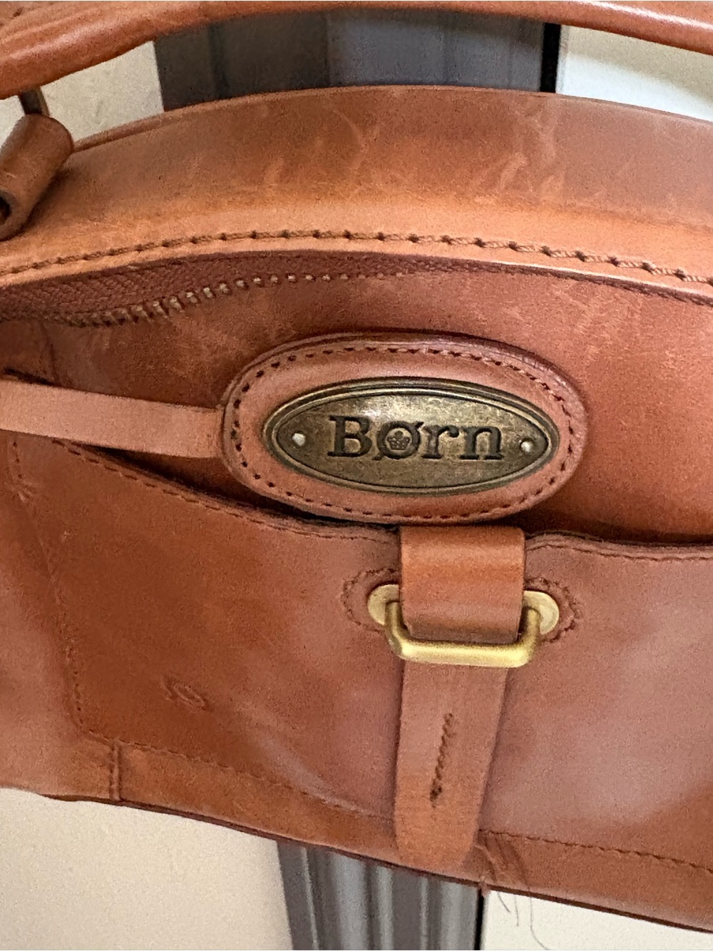 Born Brown Leather Crossbody Bag with Brass Hardware - Picture 2 of 6